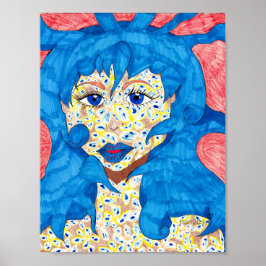 Póster Belleza en el Poster azul