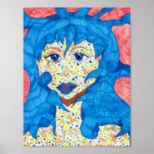 Póster Belleza en el Poster azul