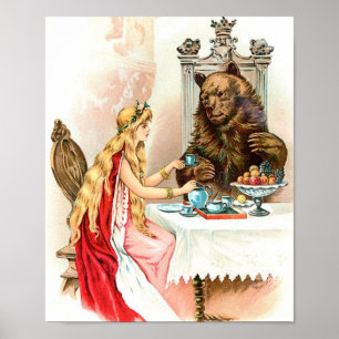 Póster Belleza En Rosa Y La Bestia