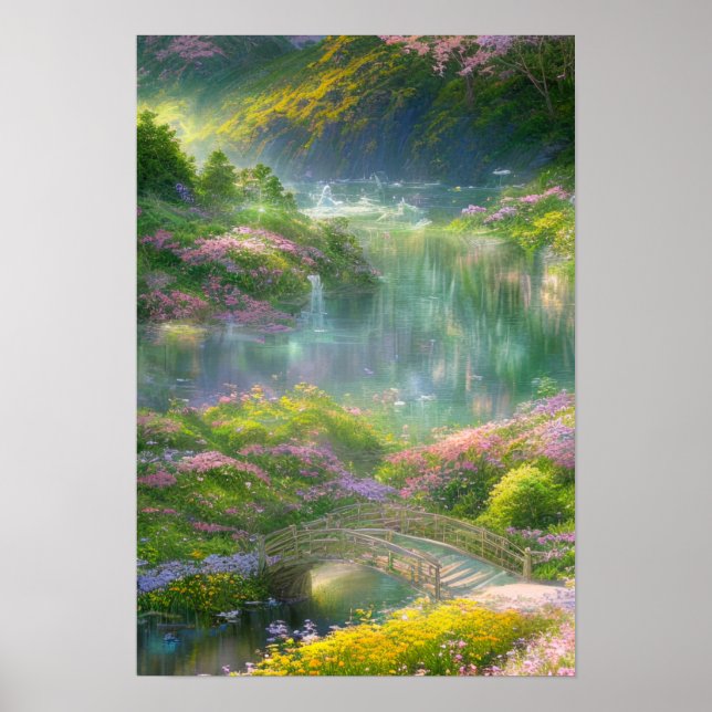Póster Belleza Floreciente, Jardín de primavera (Frente)