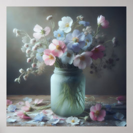 Póster Belleza floreciente una jarra llena de flores