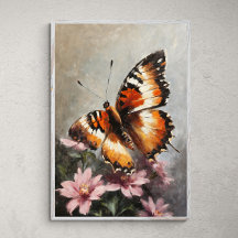 Belleza fluctuante: mariposa en pintura de flores