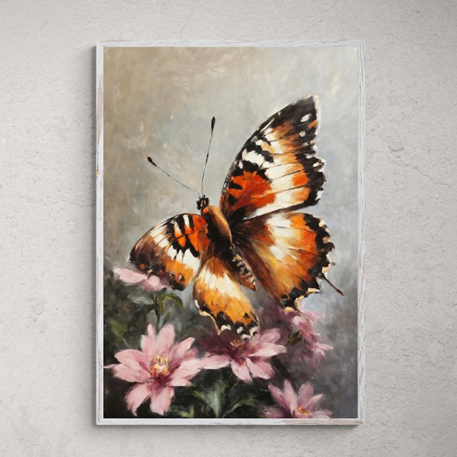 Póster Belleza fluctuante: mariposa en pintura de flores (Subido por el creador)