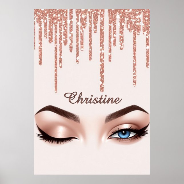 Póster ✨ Belleza Glam Rosa Dorado para un Estilo Femenino (Frente)
