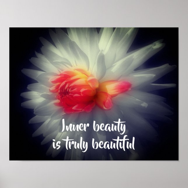 Póster Belleza interior Dahlia Flor Palabras Inspiradoras (Frente)