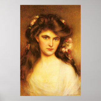 Póster Belleza joven con flores en el pelo