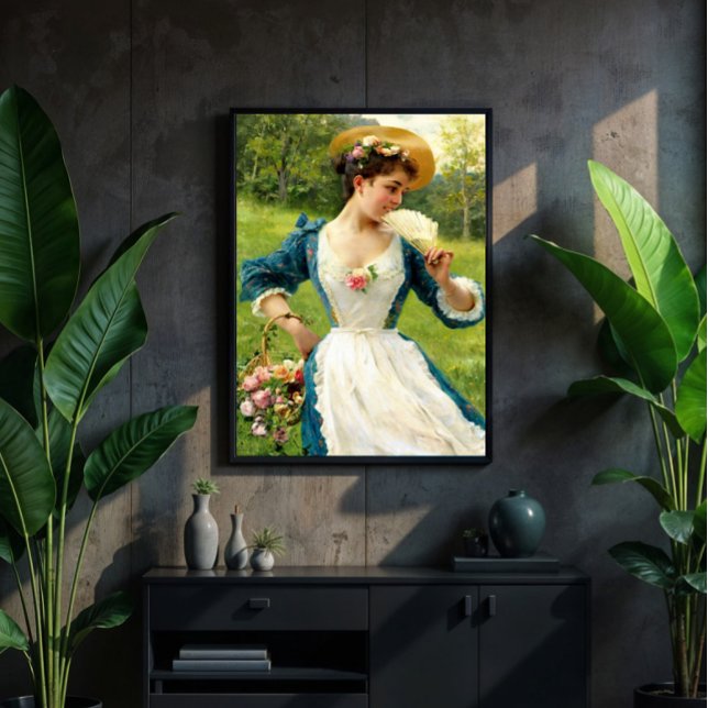 Póster Belleza Joven Con Una Cesta De Rosas (Subido por el creador)