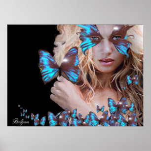 PÓSTER BELLEZA MISTERIOSA CON MARIPOSA AZUL
