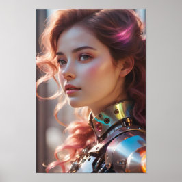 Póster Belleza natural y atuendo robótico