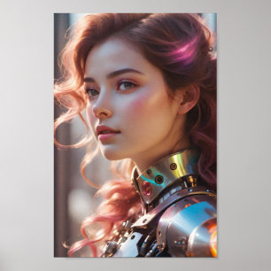 Póster Belleza natural y atuendo robótico