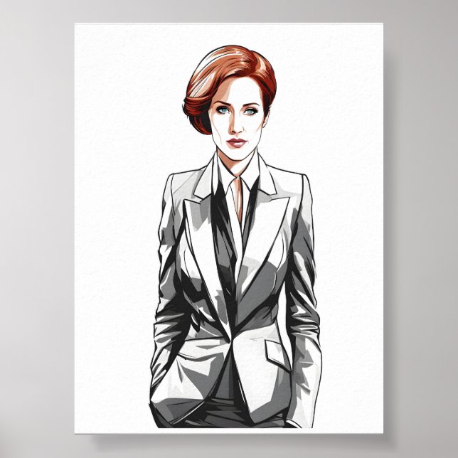 Póster Belleza pelirroja en traje (Frente)