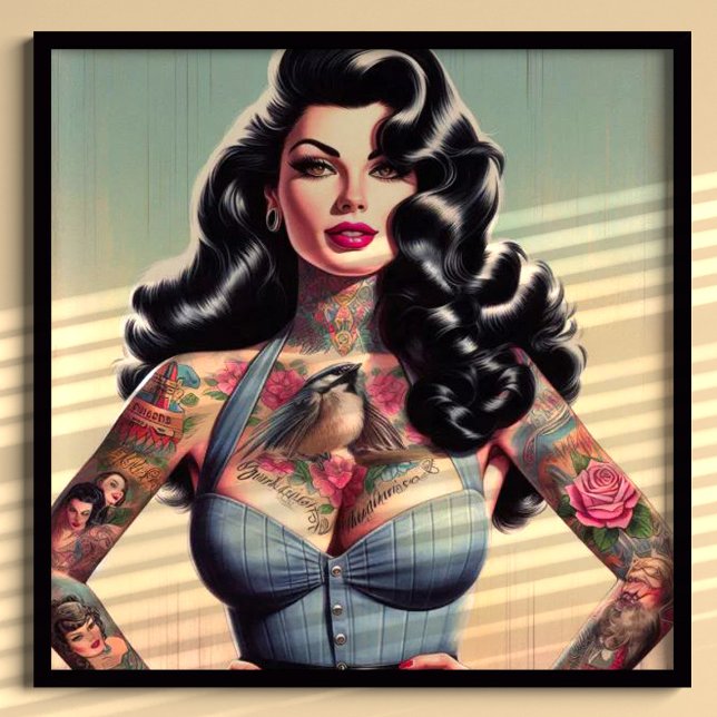 Póster Belleza retro Tattooed Pin up (Subido por el creador)