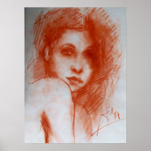 Póster BELLEZA ROMÁNTICA / Retrato femenino en Sepia Brow