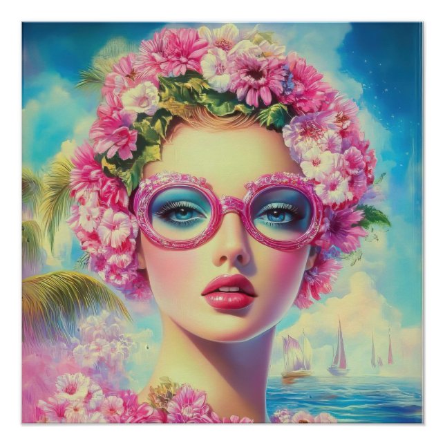 Póster Belleza tropical retro (Anverso)