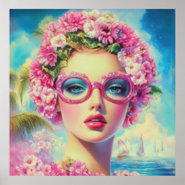 Póster Belleza tropical retro