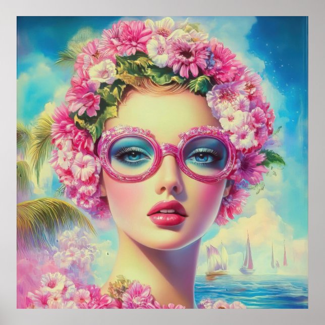 Póster Belleza tropical retro (Frente)