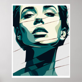 Póster Belleza Verde azulada destrozada