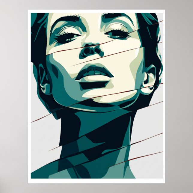 Póster Belleza Verde azulada destrozada (Frente)