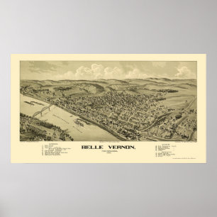 Póster Belleza Vernon, mapa panorámico del PA - 1902