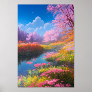 Póster Belleza vibrante del colorido campo de flores