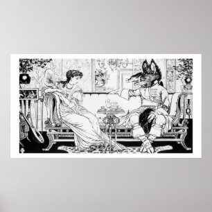 Póster Belleza y la bestia, 1874 (litho) (foto de b/w)