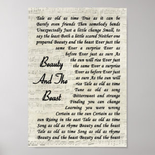 Póster Belleza y la lírica de la canción de la escritura
