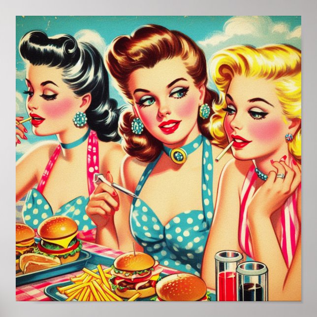 Póster Bellezas retro apuntar (Frente)