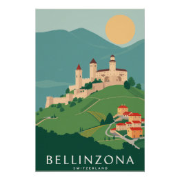 Póster Bellinzona Retro Art Noveau Swiss Travel
