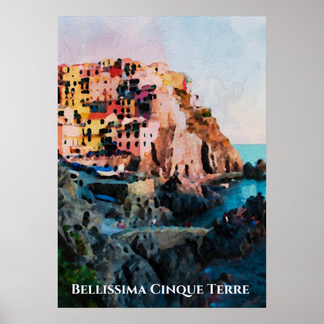 Póster ** Bellissima lengua italiana Cinque Terre Art (Frente)