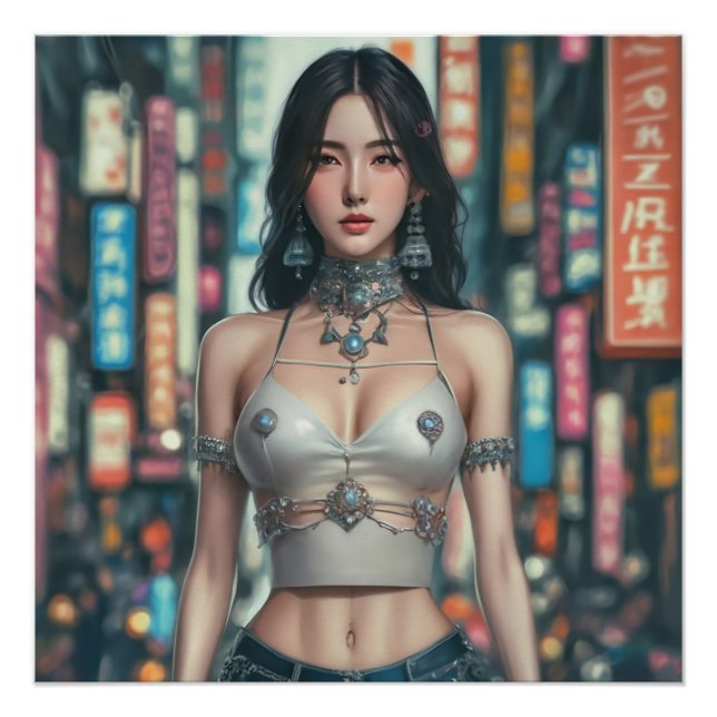 Póster bello chica chino (Anverso)