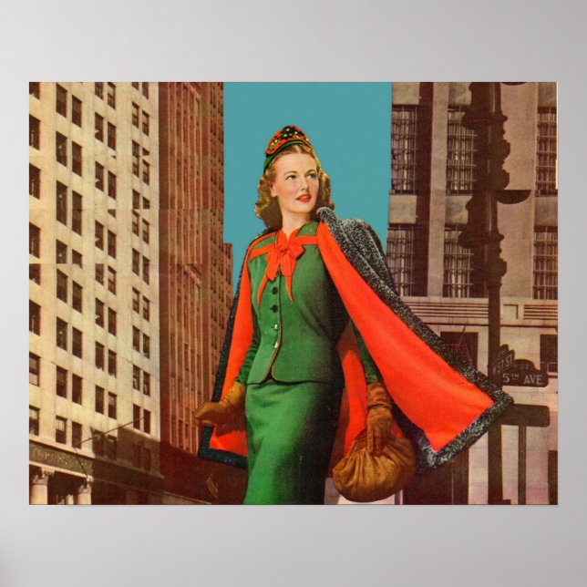 Póster bello chica del centro de la ciudad de los años 40 (Frente)