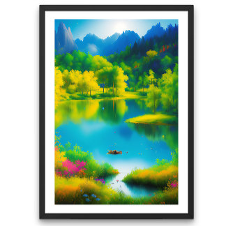 Póster bello paisaje con el poster del río