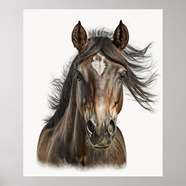 Póster Bello retrato de cabeza de caballo dibujado a mano (Frente)