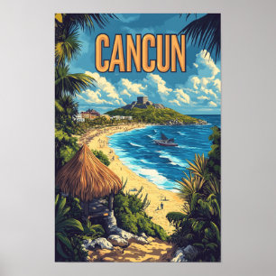 Póster Bello viaje de Ilustracion de Cancún México