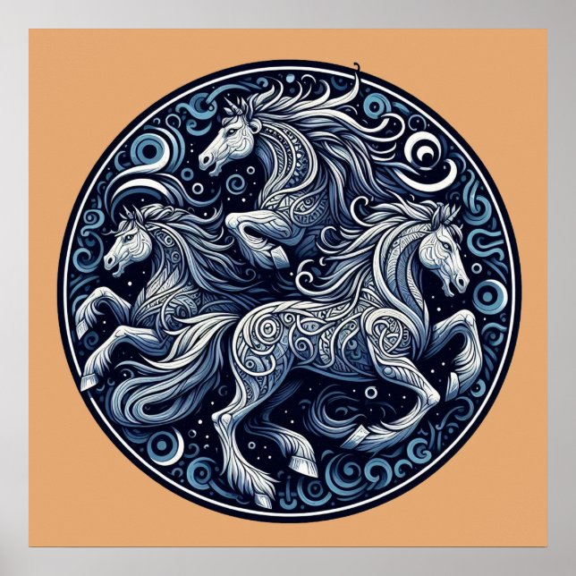 Póster "Bellos caballos místicos" 12 (Frente)