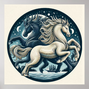 Póster "Bellos caballos místicos" 16