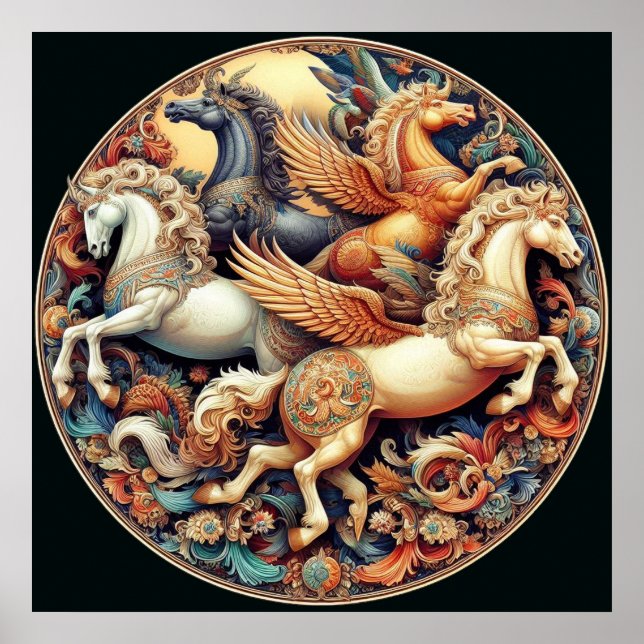 Póster "Bellos caballos místicos" 22 (Frente)