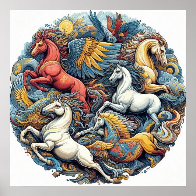 Póster "Bellos caballos místicos" 24 (Frente)