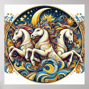 Póster "Bellos caballos místicos" 26