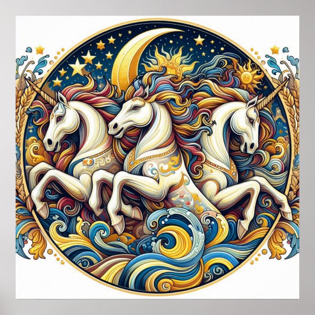 Póster "Bellos caballos místicos" 26 (Frente)