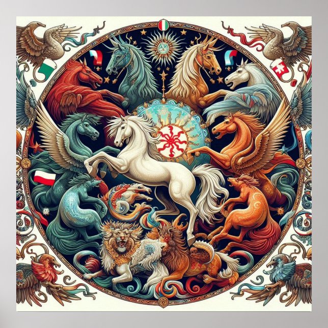 Póster "Bellos caballos místicos" 30 (Frente)