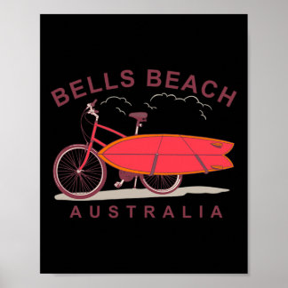 Póster Bells Beach Australia Surfboard Bike Surfer 