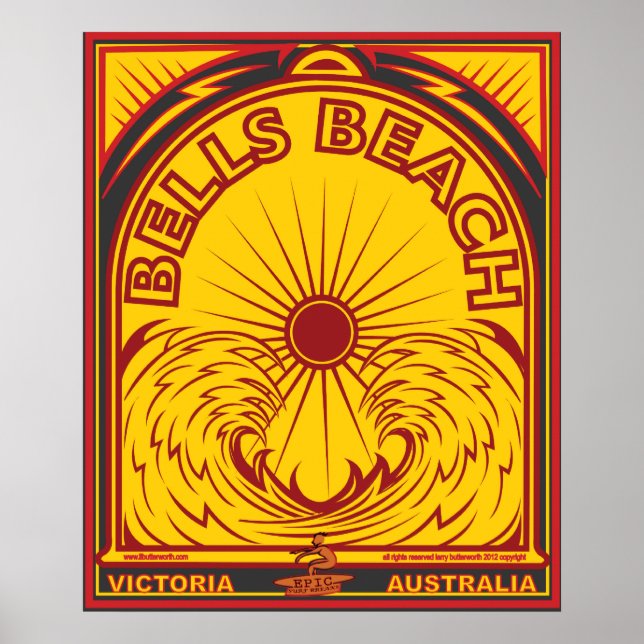 PÓSTER BELLS BEACH VICTORIA AUSTRALIA SURFROAK SURFREAK (Frente)