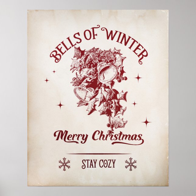 Póster Bells of Winter Vintage Christmas (Frente)