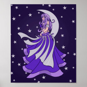 Póster Belly de la diosa violeta de la luna bailarina Moo