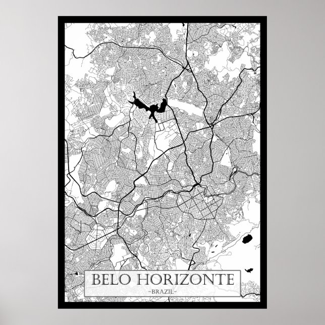 Póster Belo Horizonte Brazil Map (Frente)