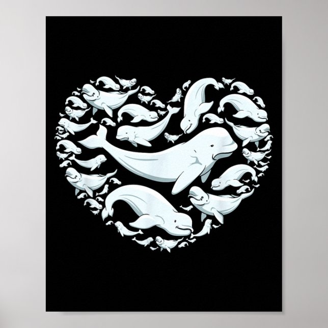 Póster Beluga Whales Valentine Days For Kids Boy Girl Men (Frente)