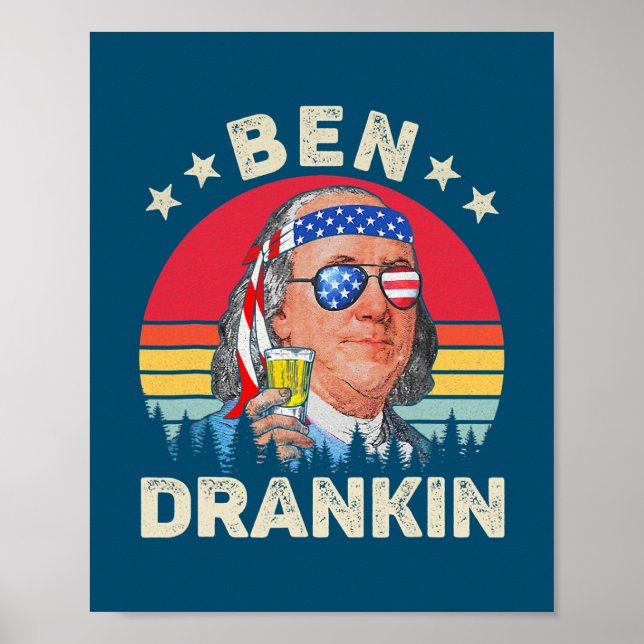 Póster Ben Drankin 4 De Julio Benjamin Franklin Hombres (Frente)