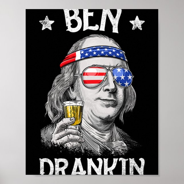 Póster Ben Drankin 4 de julio Benjamin Franklin Hombres M (Frente)