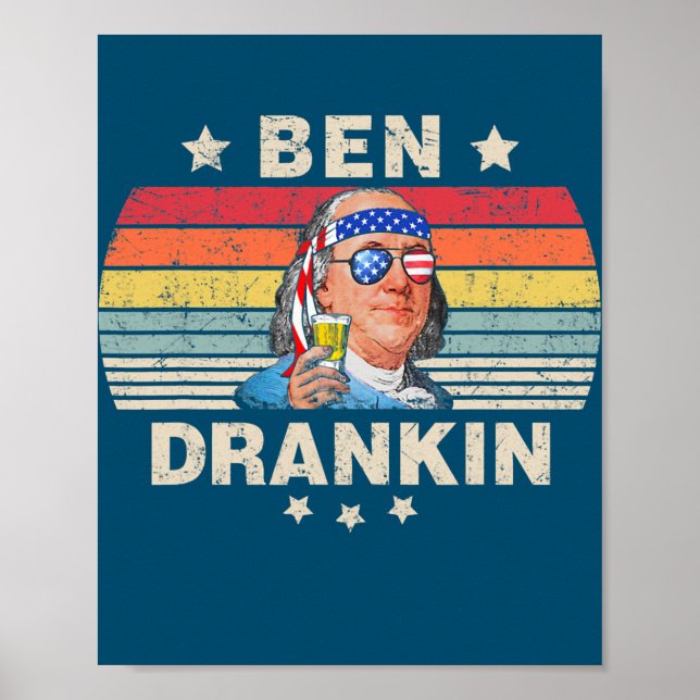 Póster Ben Drankin 4 de julio Benjamin Franklin Men (Frente)